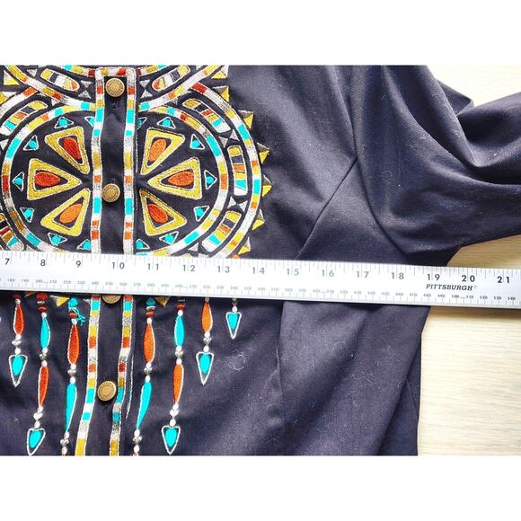 Jacket/Top-Bob Mackie Wearable Art-Black-3/4 Sleeves-Embroidery-Necklace Look-M - Picture 10 of 14